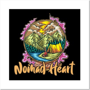 Nomad Heart Wanderlust Hiking Posters and Art